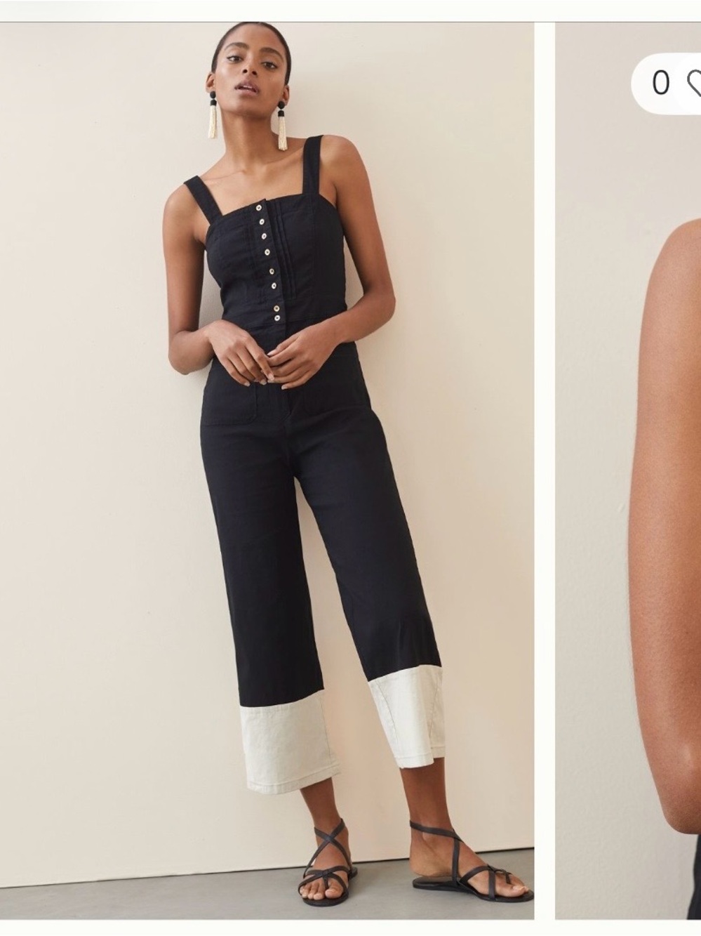 Anthropologie Black Jumpsuit with White Hem